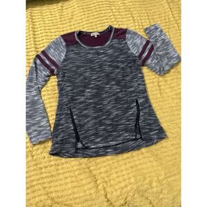 Women’s 90’s vintage Democracy Marley Sweater zippers Gray Burgundy Size Small